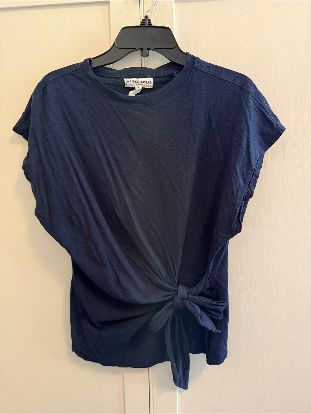 Apiece Apart Navy Short Sleeve Knot-Tie Tee